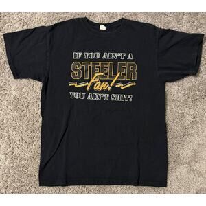 Anvil Pittsburgh Steelers Official NFL Football Men's Black T-Shirt Size L
